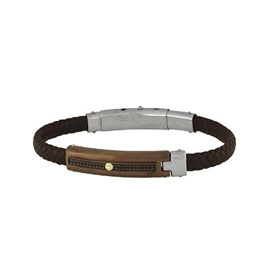 Pulsera hombre marrón trenzada