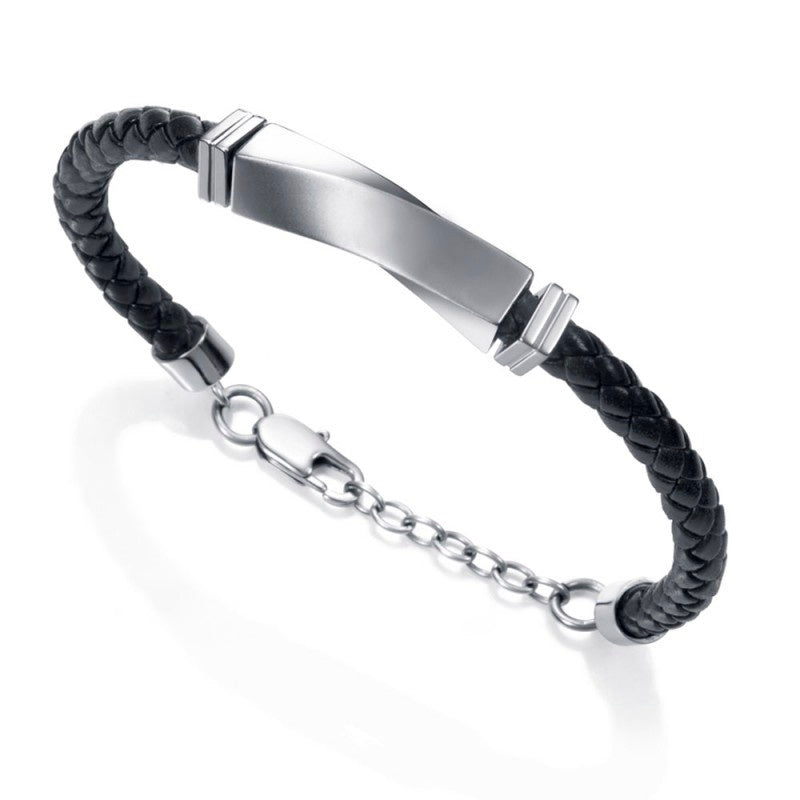 Pulsera Viceroy piel negra y acero